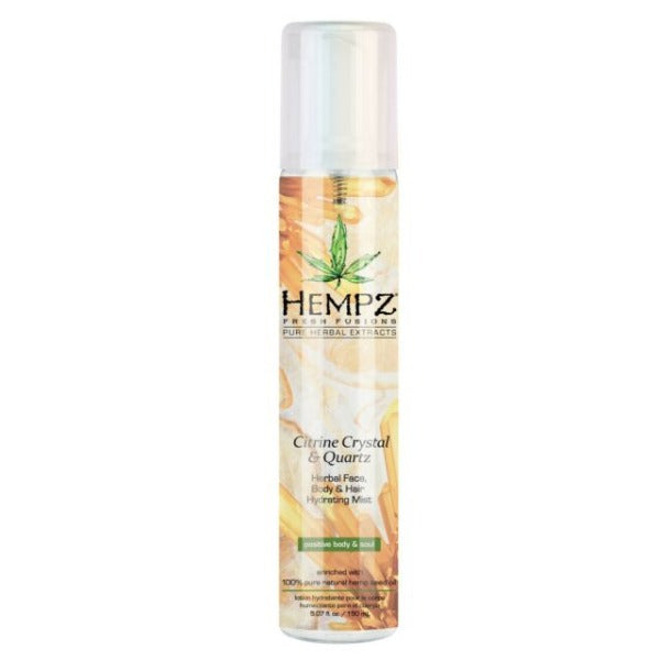 hempz citrine crystal & quartz herbal face, body and hair hydrating mist 5.07oz