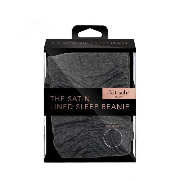 Satin Lined Jersey Sleep Beanie in Heather Gray