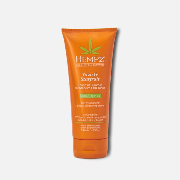hempz Daily SPF Yuzu & Starfruit Touch of Summer Moisturizing Gradual Self-Tanning Crème with SPF 30 for Fair Skin Tones 6.76oz