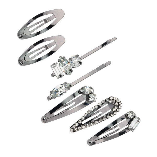 kitsch Micro Stackable Snap Clips 7pc set - Hematite